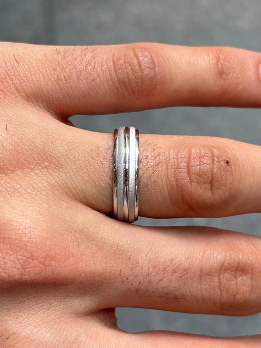 Men's Alternating Polish and Satin Finish Wedding Band