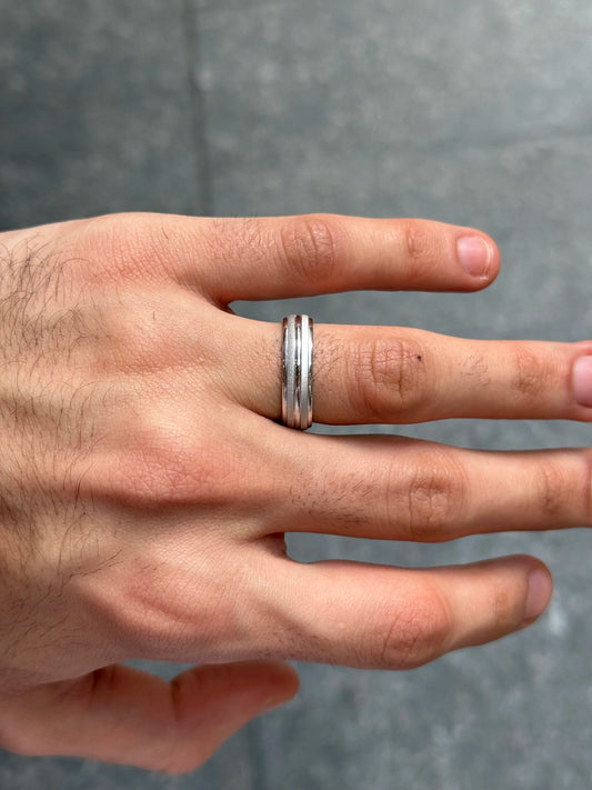 Men's Alternating Polish and Satin Finish Wedding Band