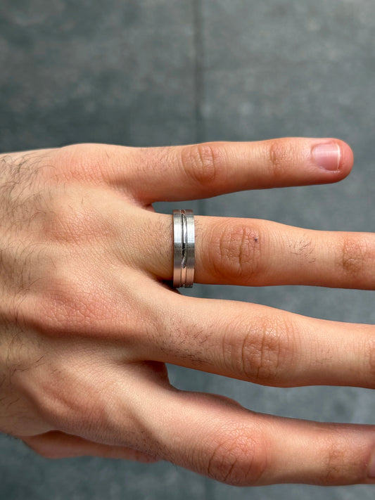 Men's Middle Polish and Matte Finish Side Wedding Band