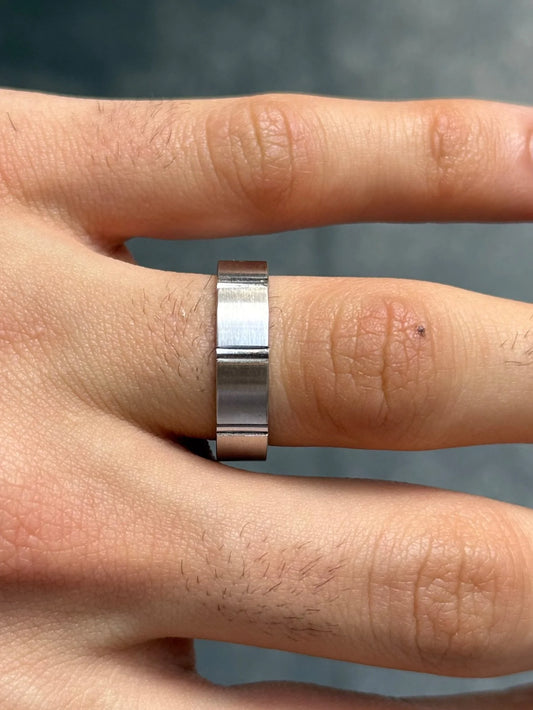 Men's Spaced out Beveled Matte Finish Wedding Band