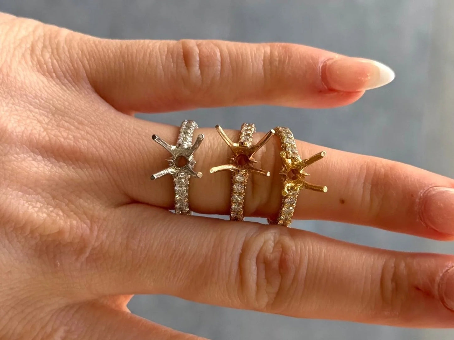 Ladies Three Sided Diamond Engagement Ring