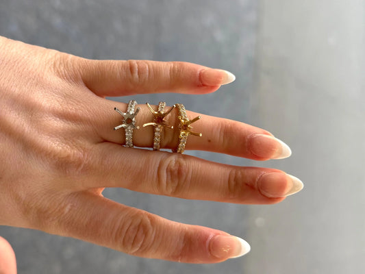 Ladies Three Sided Diamond Engagement Ring