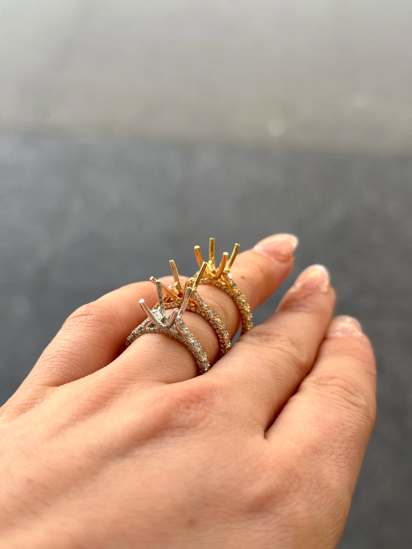 Ladies Three Sided Diamond Engagement Ring