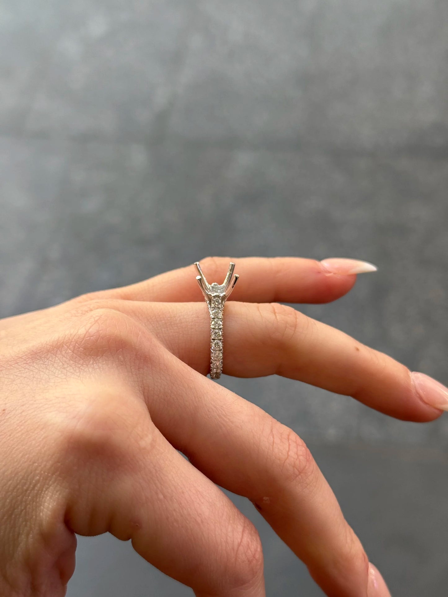 Ladies Three Sided Diamond Engagement Ring