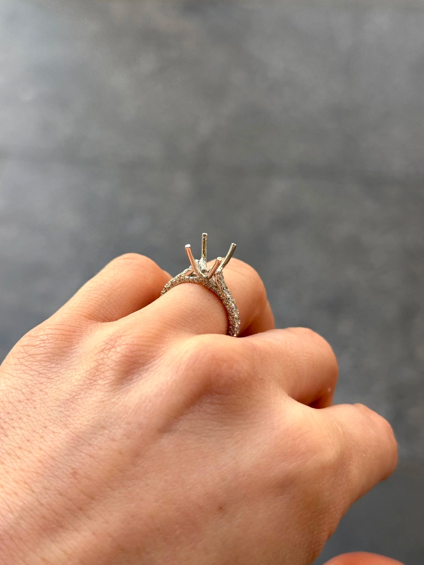 Ladies Three Sided Diamond Engagement Ring