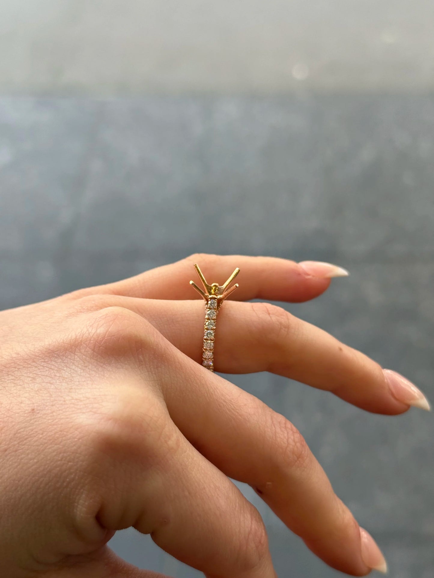 Ladies Three Sided Diamond Engagement Ring