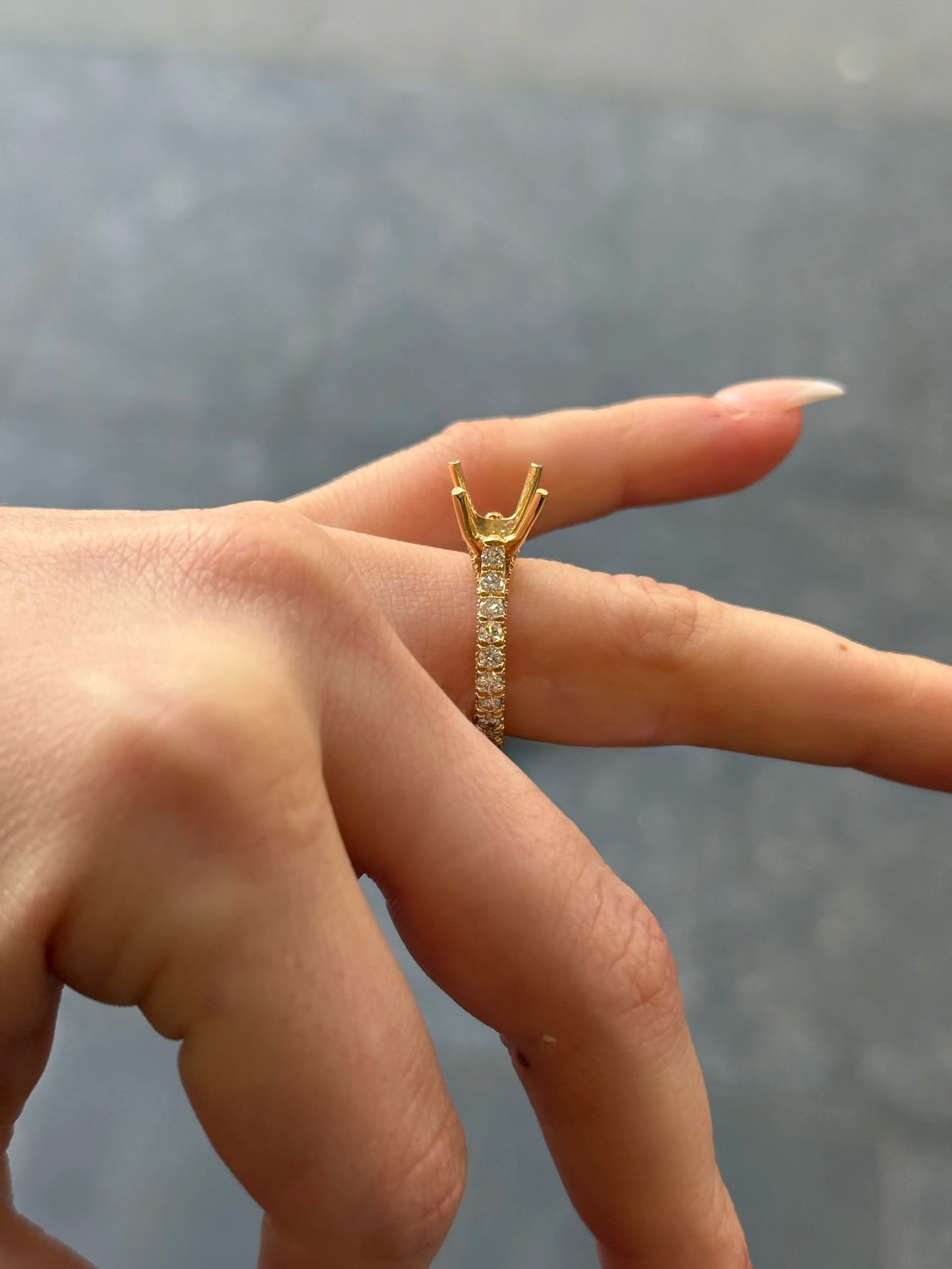 Ladies Three Sided Diamond Engagement Ring