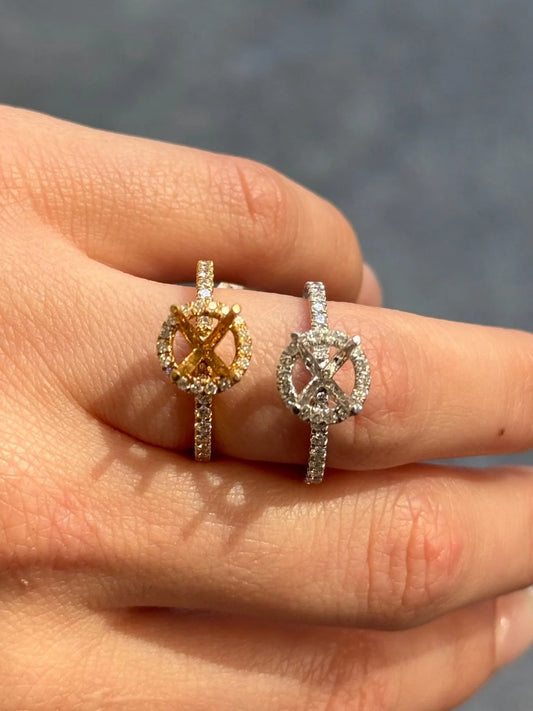 Ladies Halo and Side Diamond Engagement Ring