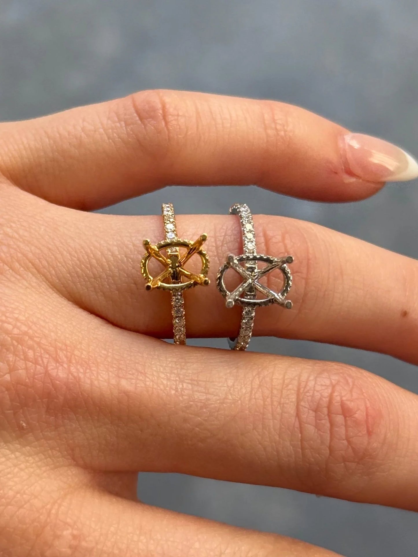 Ladies Under Halo and Side Diamond Engagement Ring