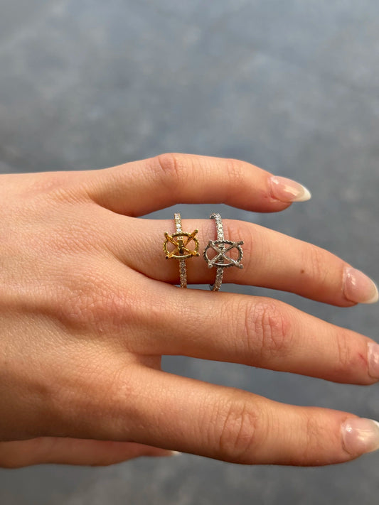 Ladies Under Halo and Side Diamond Engagement Ring