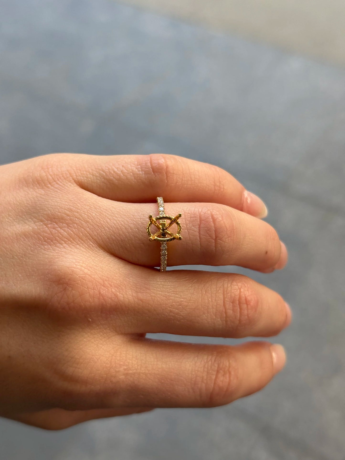 Ladies Under Halo and Side Diamond Engagement Ring