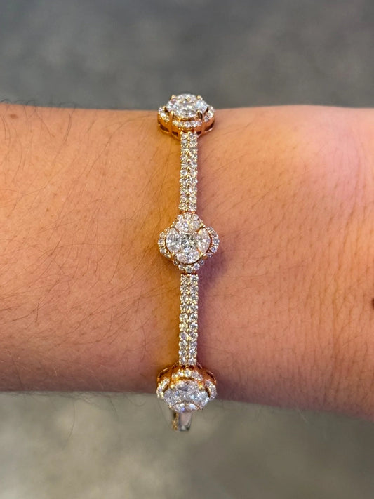 Ladies Yellow Three Clover Design Cuff