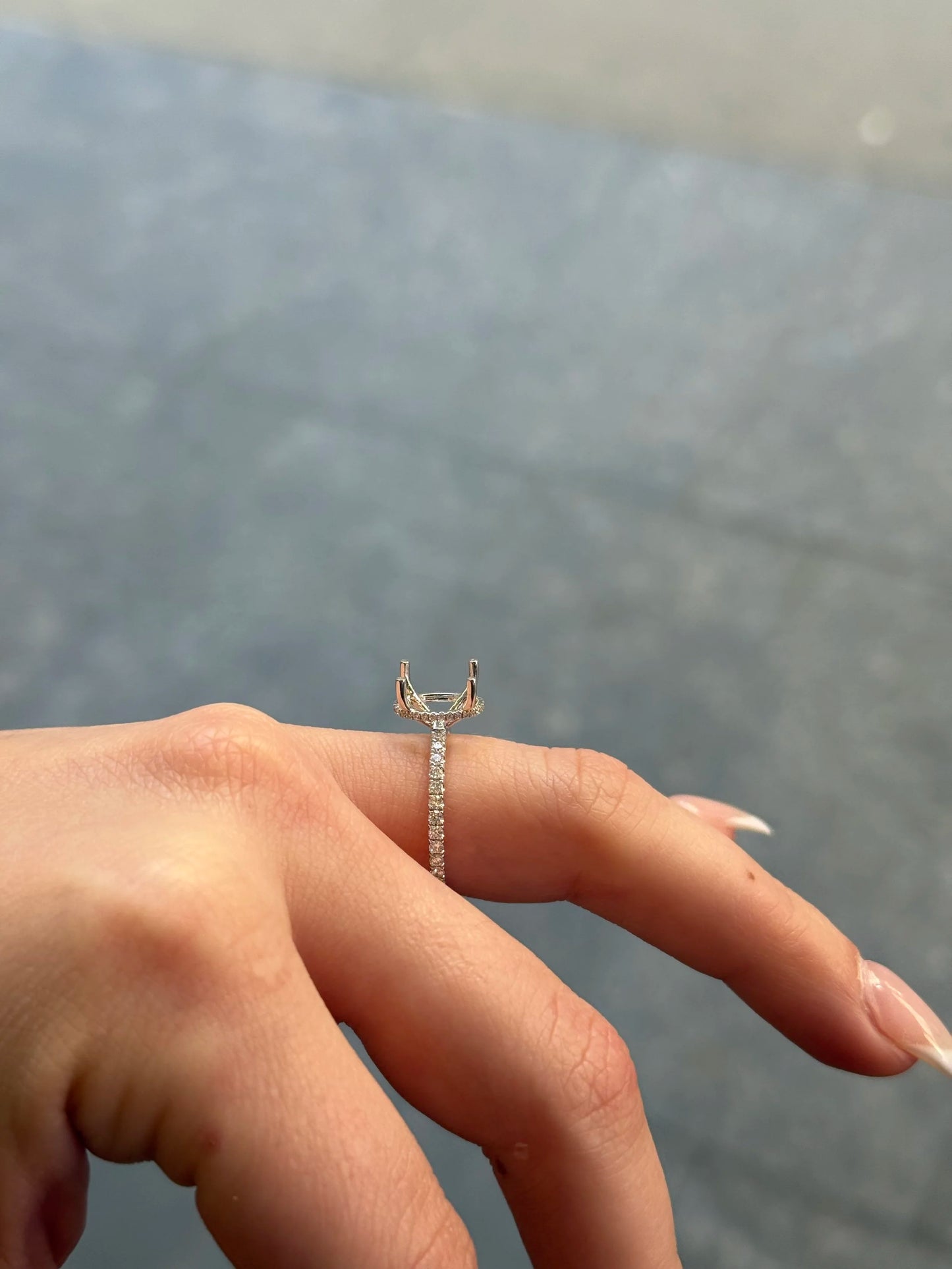 Ladies Under Halo and Side Diamond Engagement Ring
