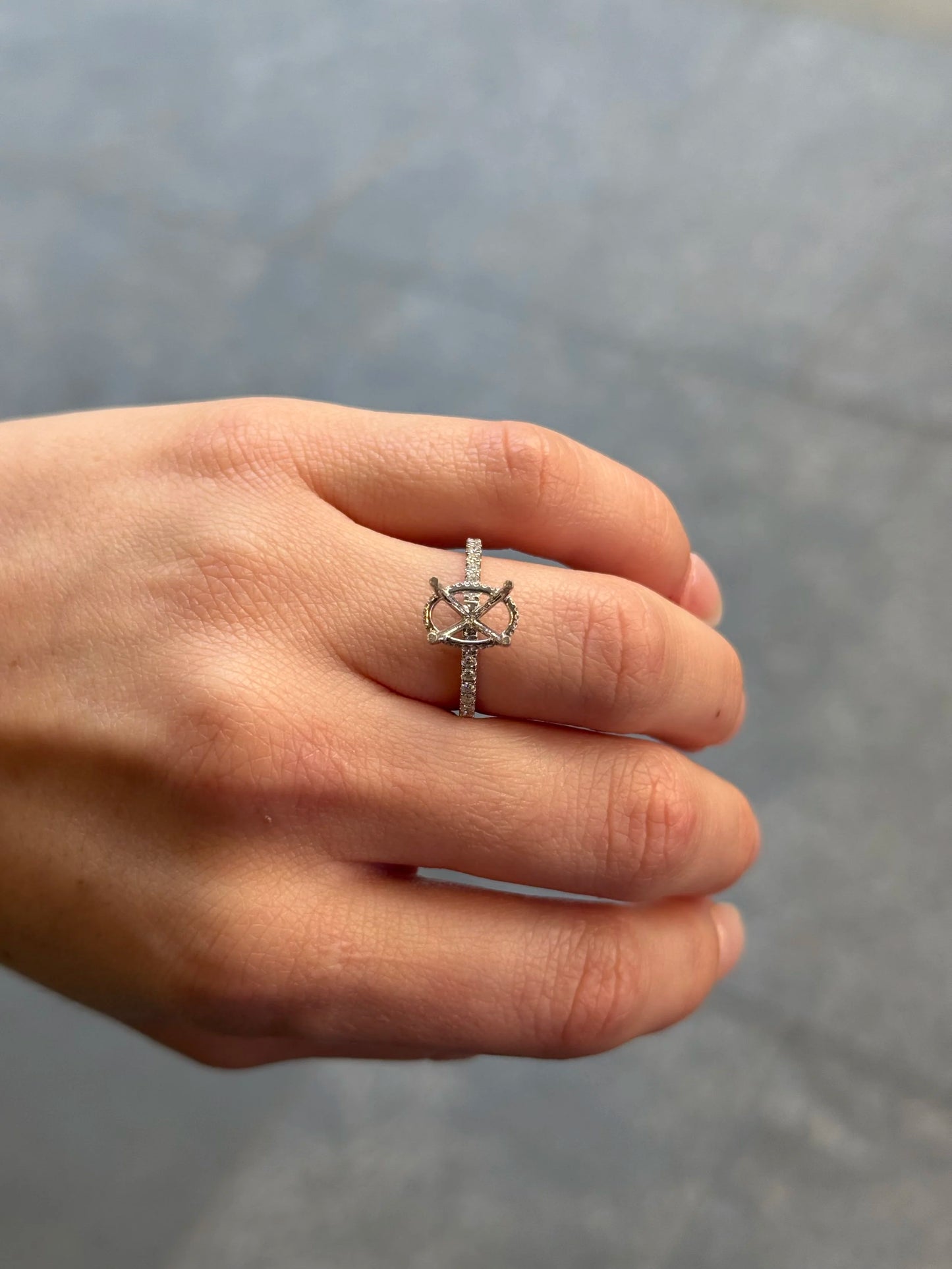 Ladies Under Halo and Side Diamond Engagement Ring