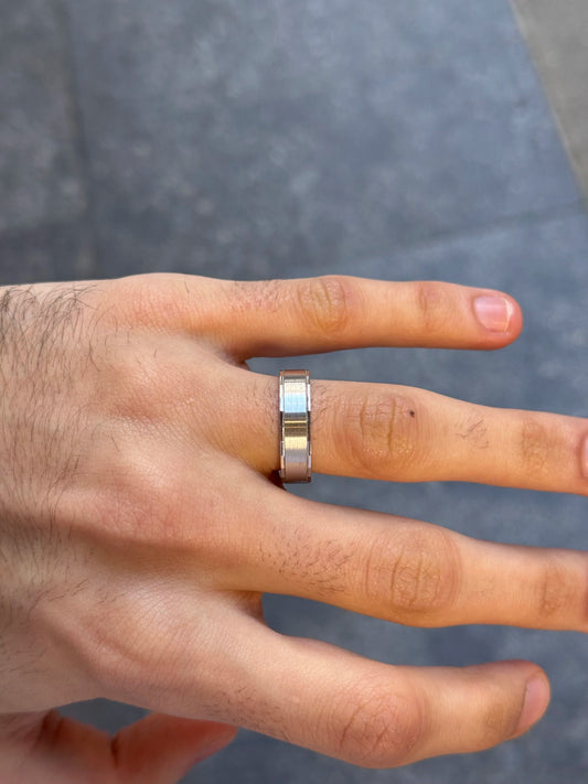 Men's Matte and Polish Diamond Cut Wedding Band