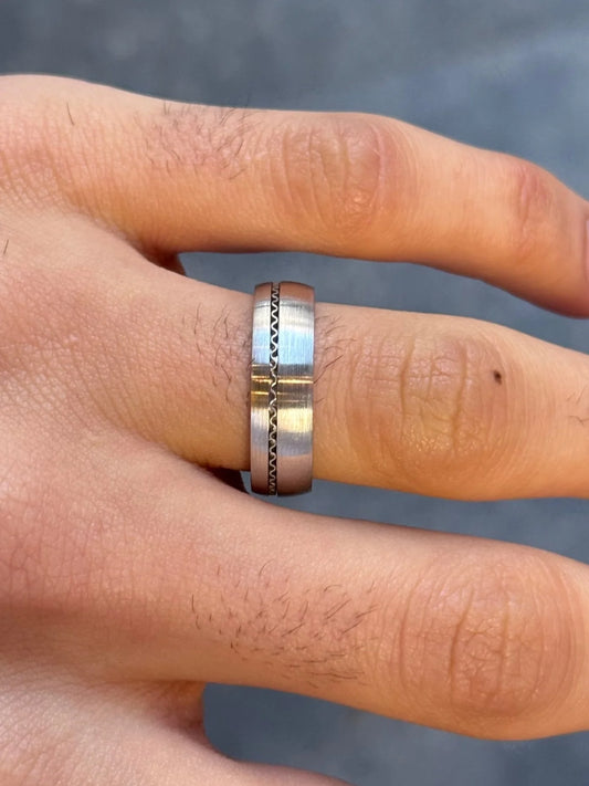 Men's Matte Finish Cable Design Wedding Band