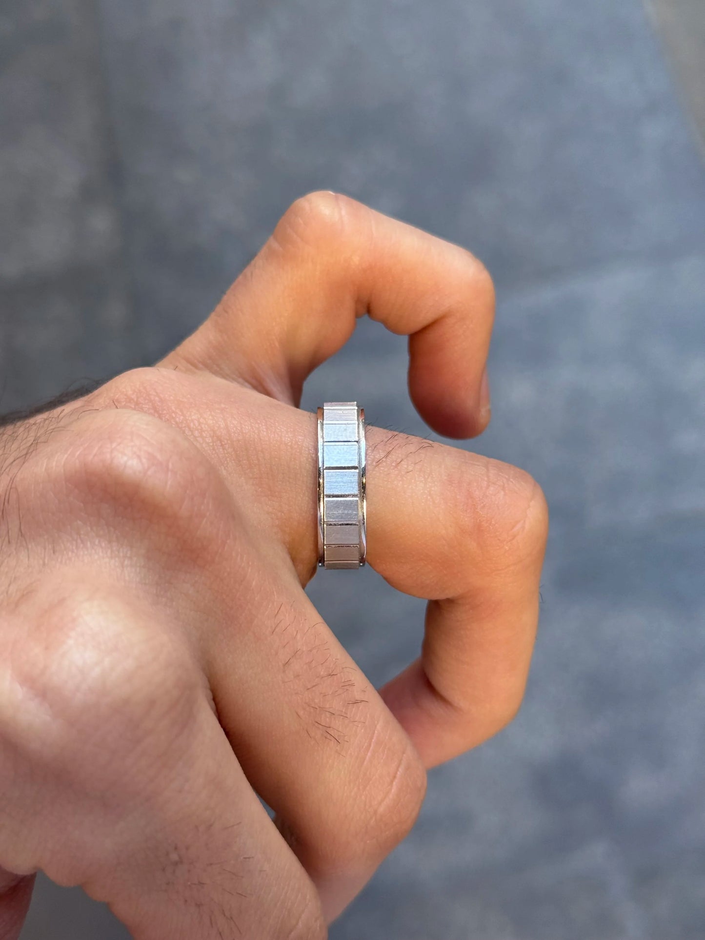 Men's Rectangle Beveled Style Wedding Band