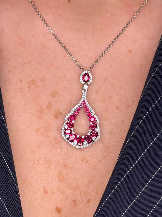 Ladies Handmade Diamond and Ruby Pendant