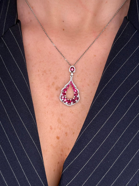 Ladies Handmade Diamond and Ruby Pendant