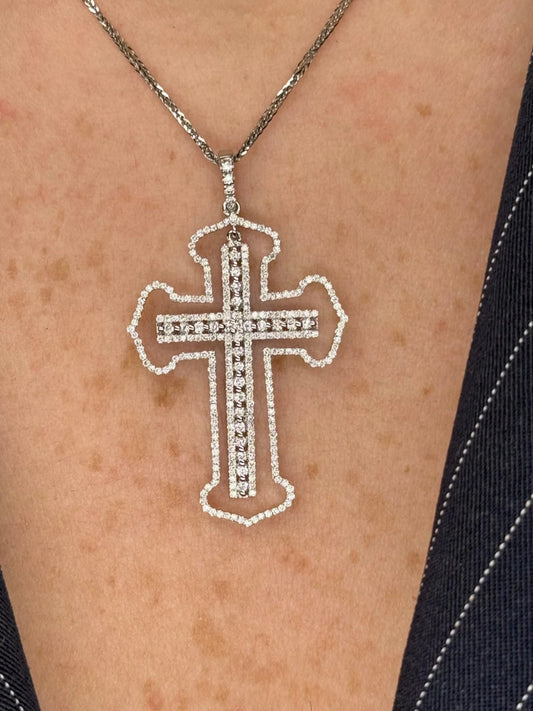 Ladies Outline Diamond Cross