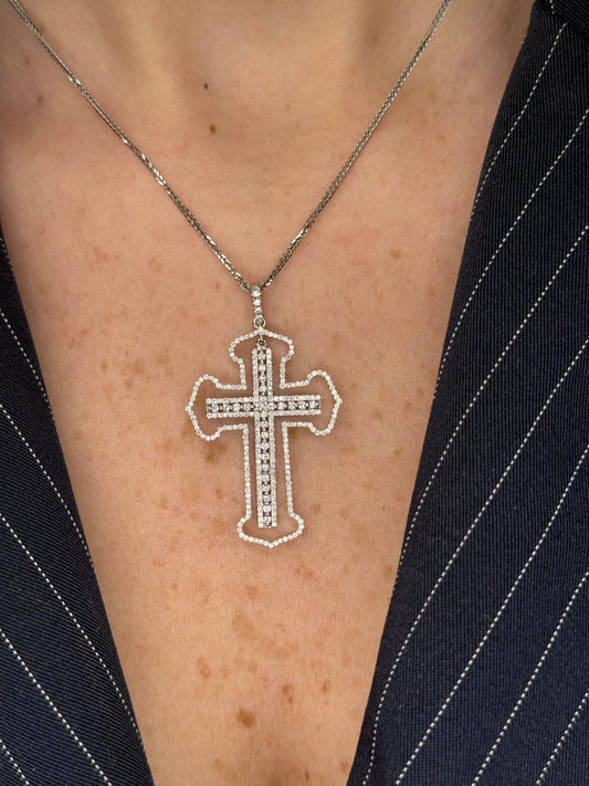 Ladies Outline Diamond Cross