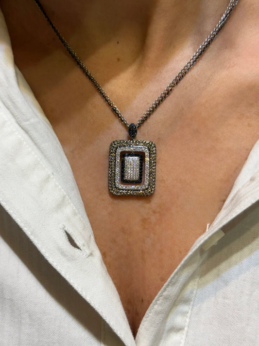 Ladies Fancy Multi-Color Diamond Double Chain Pendant