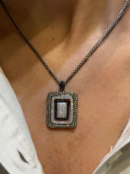 Ladies Fancy Multi-Color Diamond Double Chain Pendant