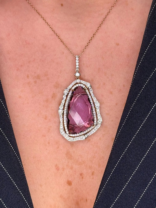 Ladies Amethyst Double Halo Pendant