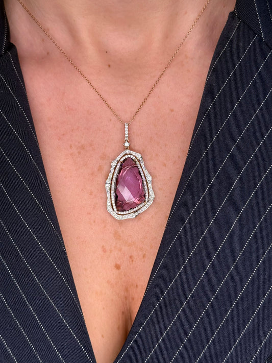 Ladies Amethyst Double Halo Pendant