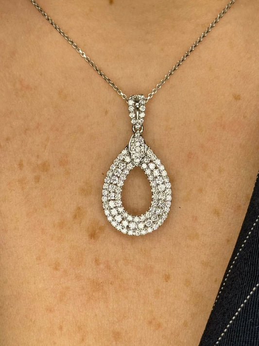 Ladies Spaced-out Diamond Oval Pendant