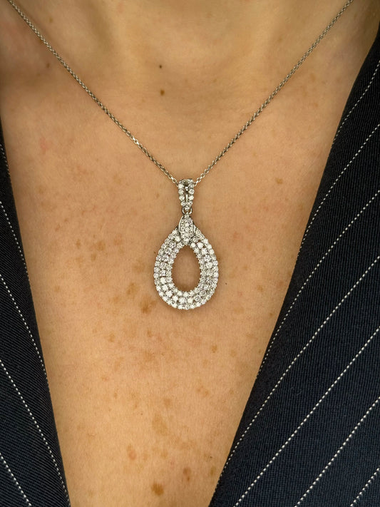 Ladies Spaced-out Diamond Oval Pendant