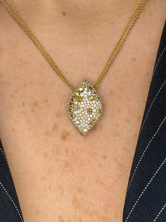 Ladies Handmade Fancy Multi Color Diamond Pendant with Double Chain