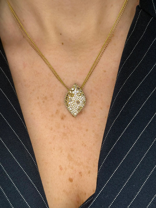 Ladies Handmade Fancy Multi Color Diamond Pendant with Double Chain