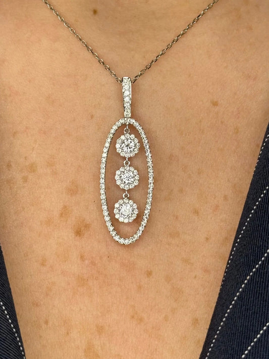 Ladies Spaced Out Halo Pendant