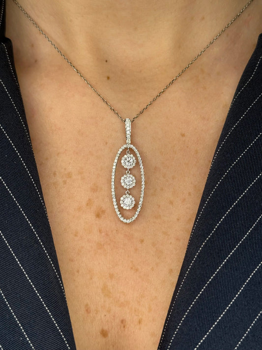 Ladies Spaced Out Halo Pendant