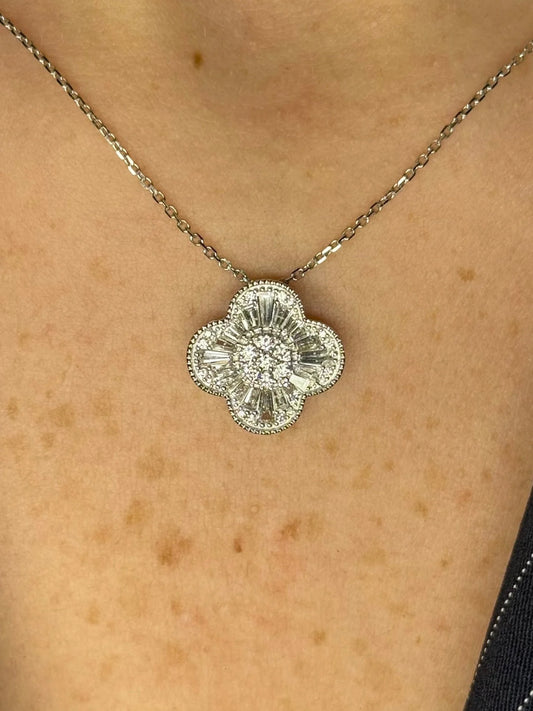 Ladies Baguette and Round Diamond Cover Pendant