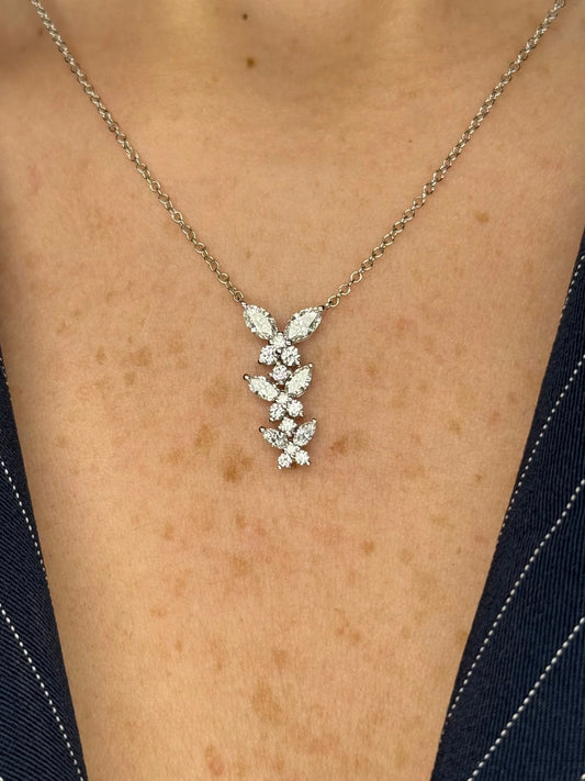 Ladies Three Piece Round and Marquise Butterfly Pendant