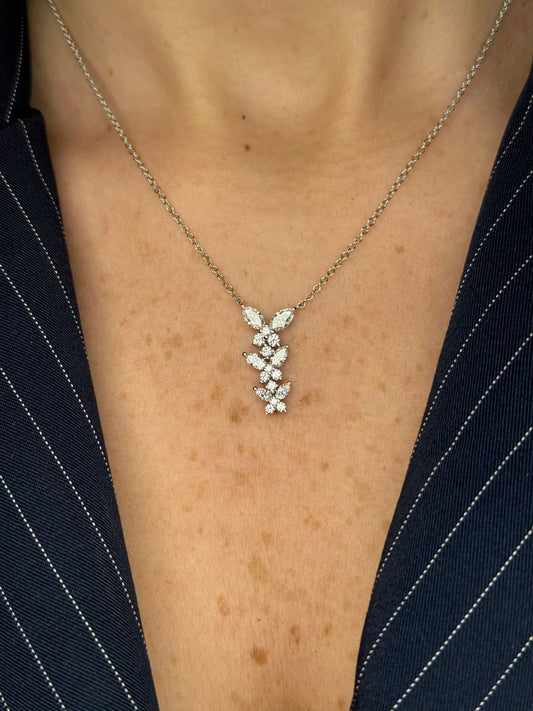 Ladies Three Piece Round and Marquise Butterfly Pendant