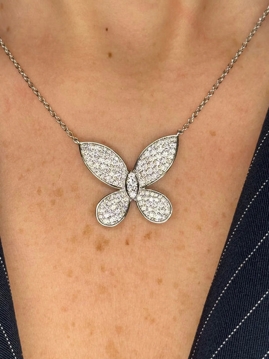 Ladies Pave Set Butterfly Pendant