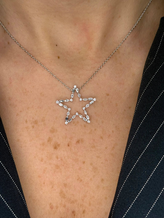 Ladies Star Marquise, Baguette, and Round Diamond Necklace