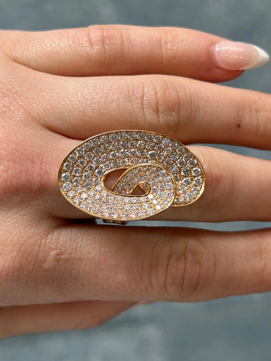 Ladies Yellow Gold Pave Set Diamond Ring