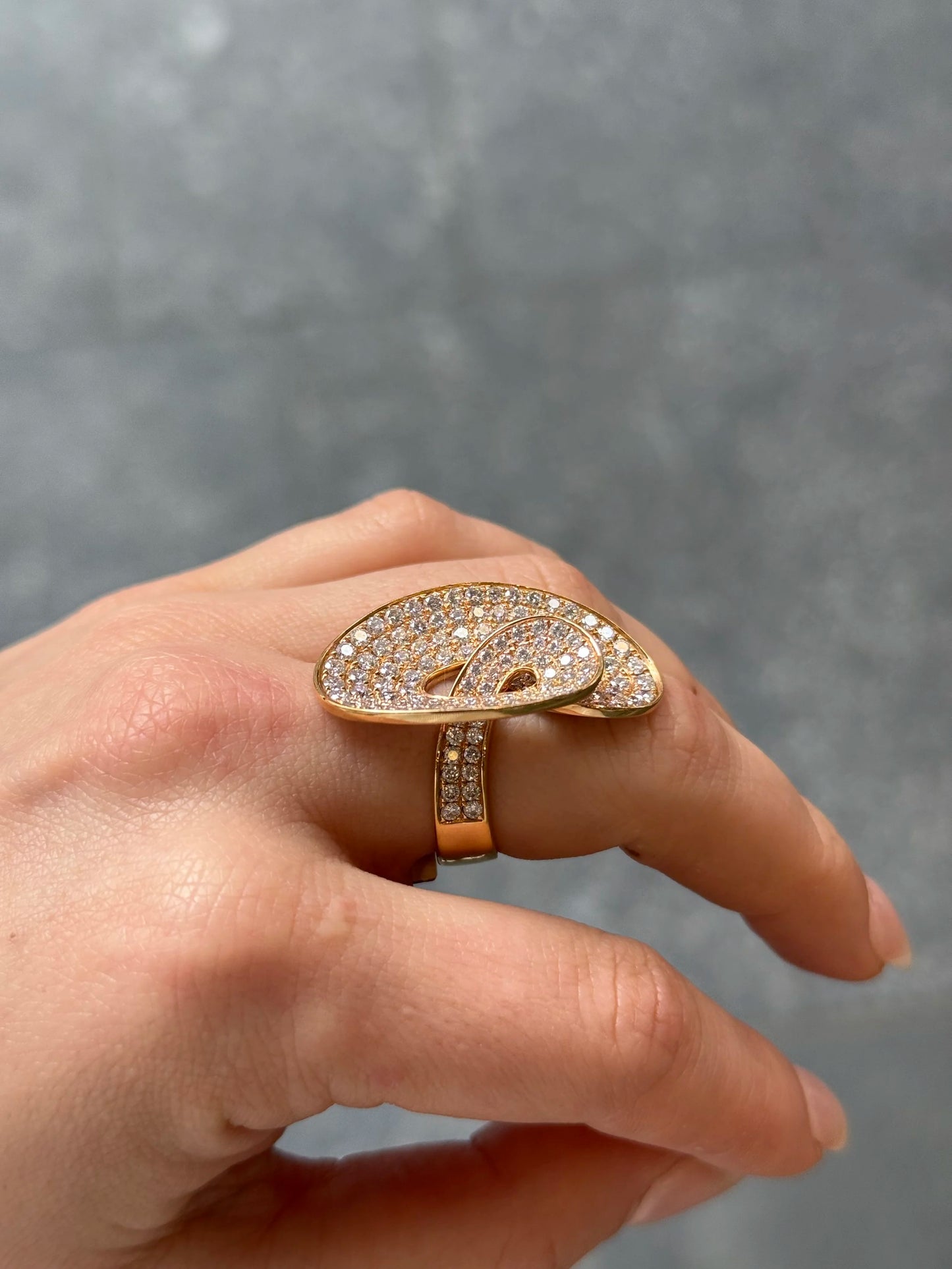 Ladies Yellow Gold Pave Set Diamond Ring