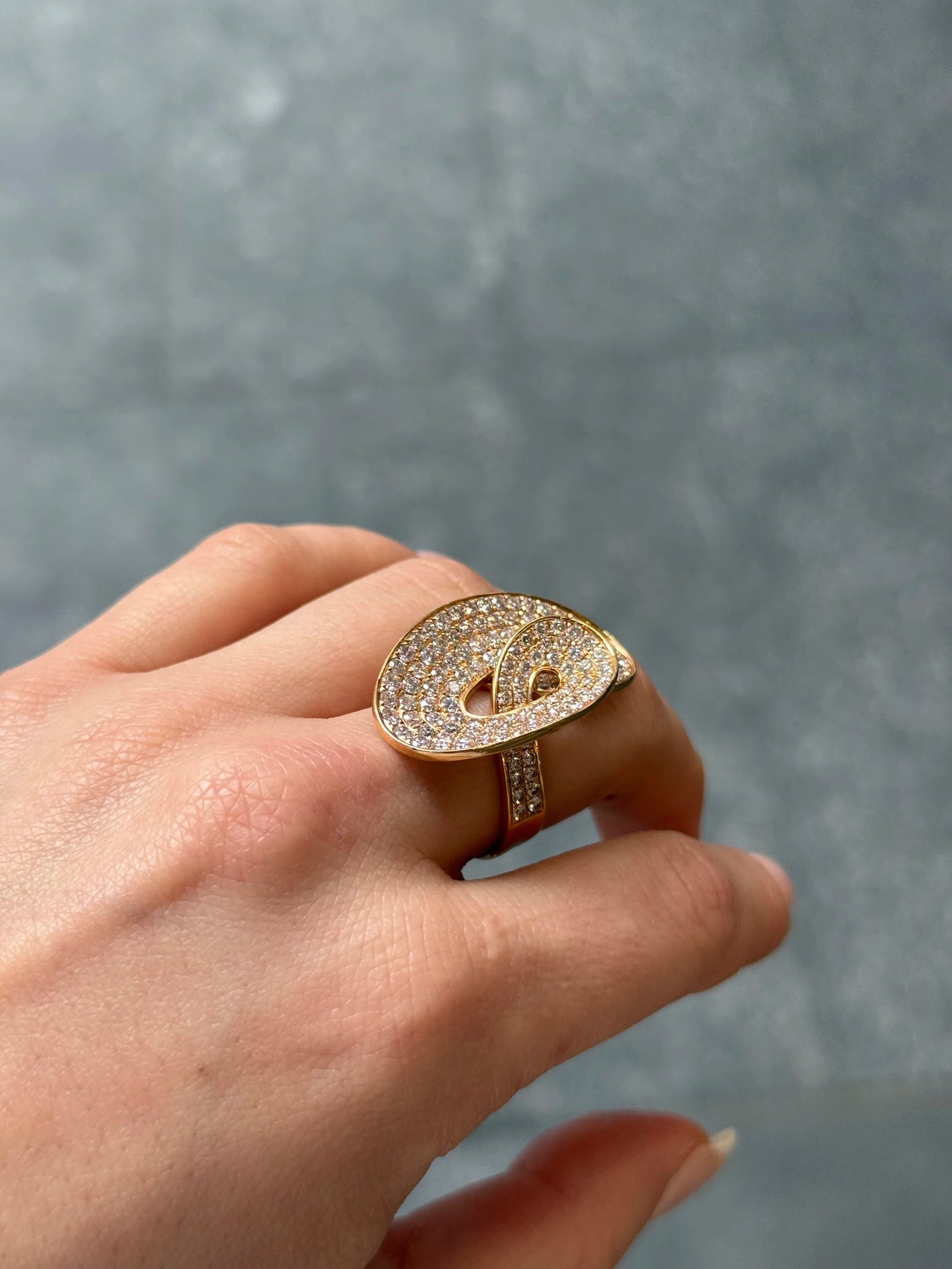 Ladies Yellow Gold Pave Set Diamond Ring