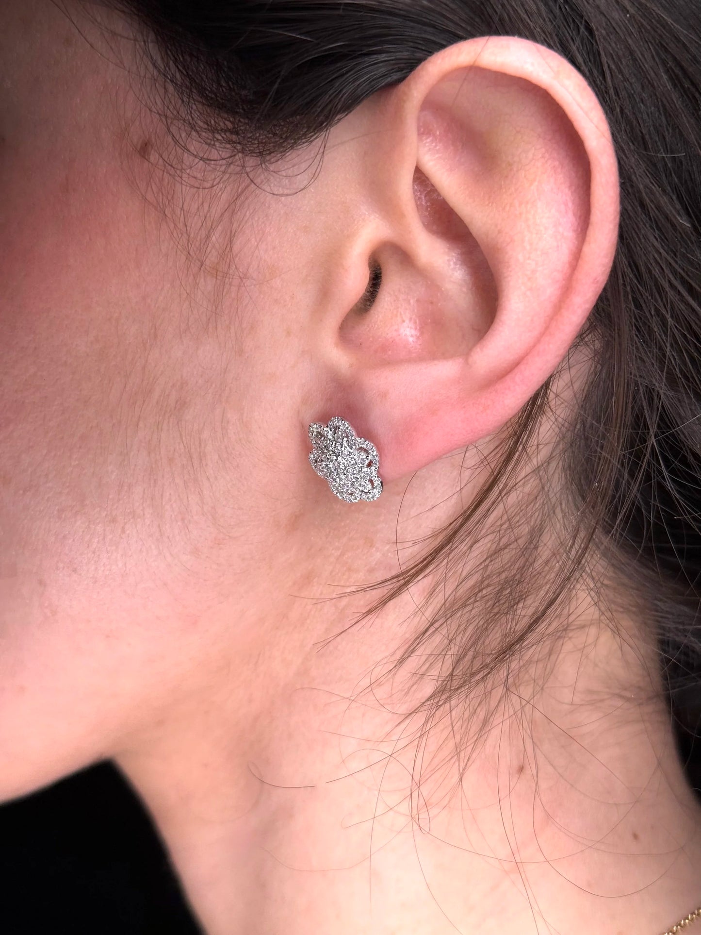 Ladies Flower Cluster Diamond Earrings