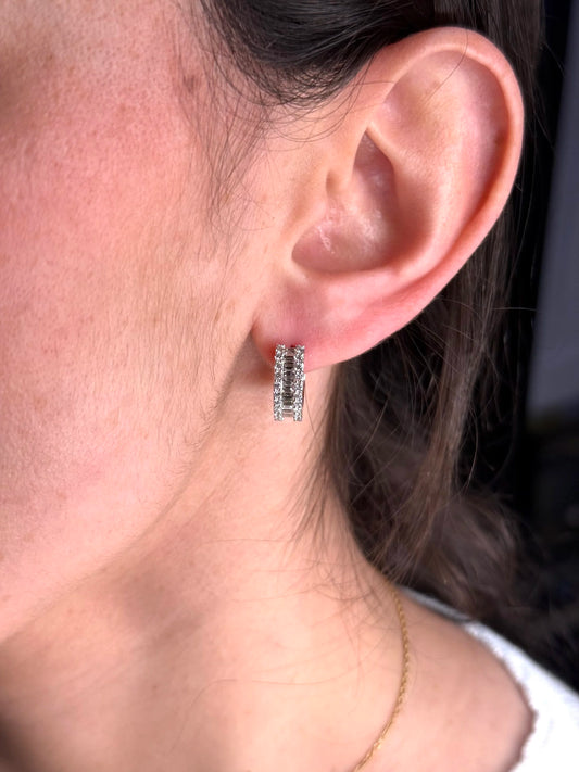 Ladies Round and Baguette Diamond Huggie