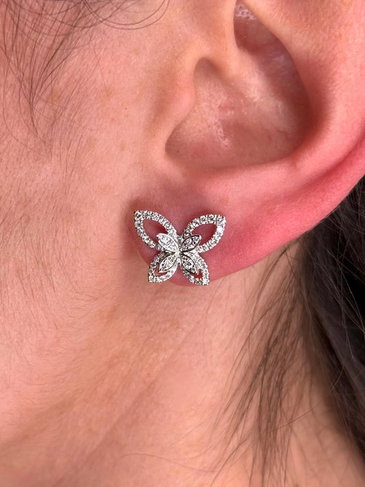 Ladies Spaced Out Butterfly Diamond Earrings