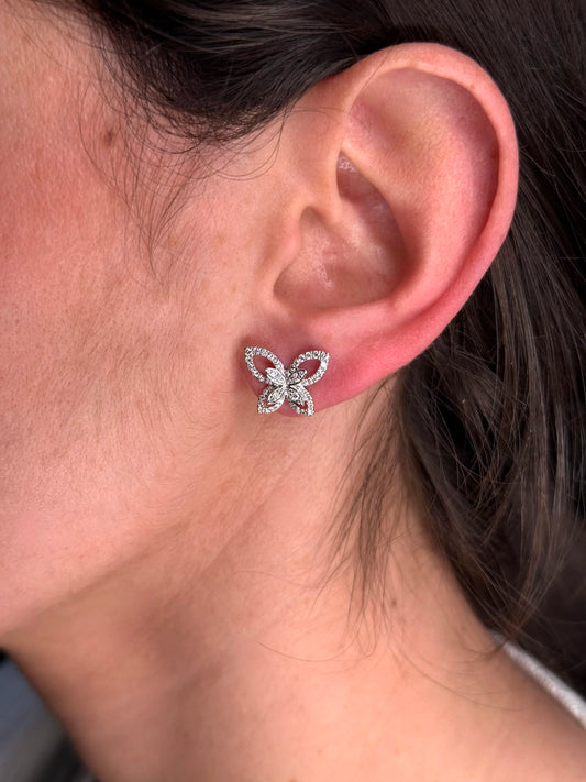 Ladies Spaced Out Butterfly Diamond Earrings
