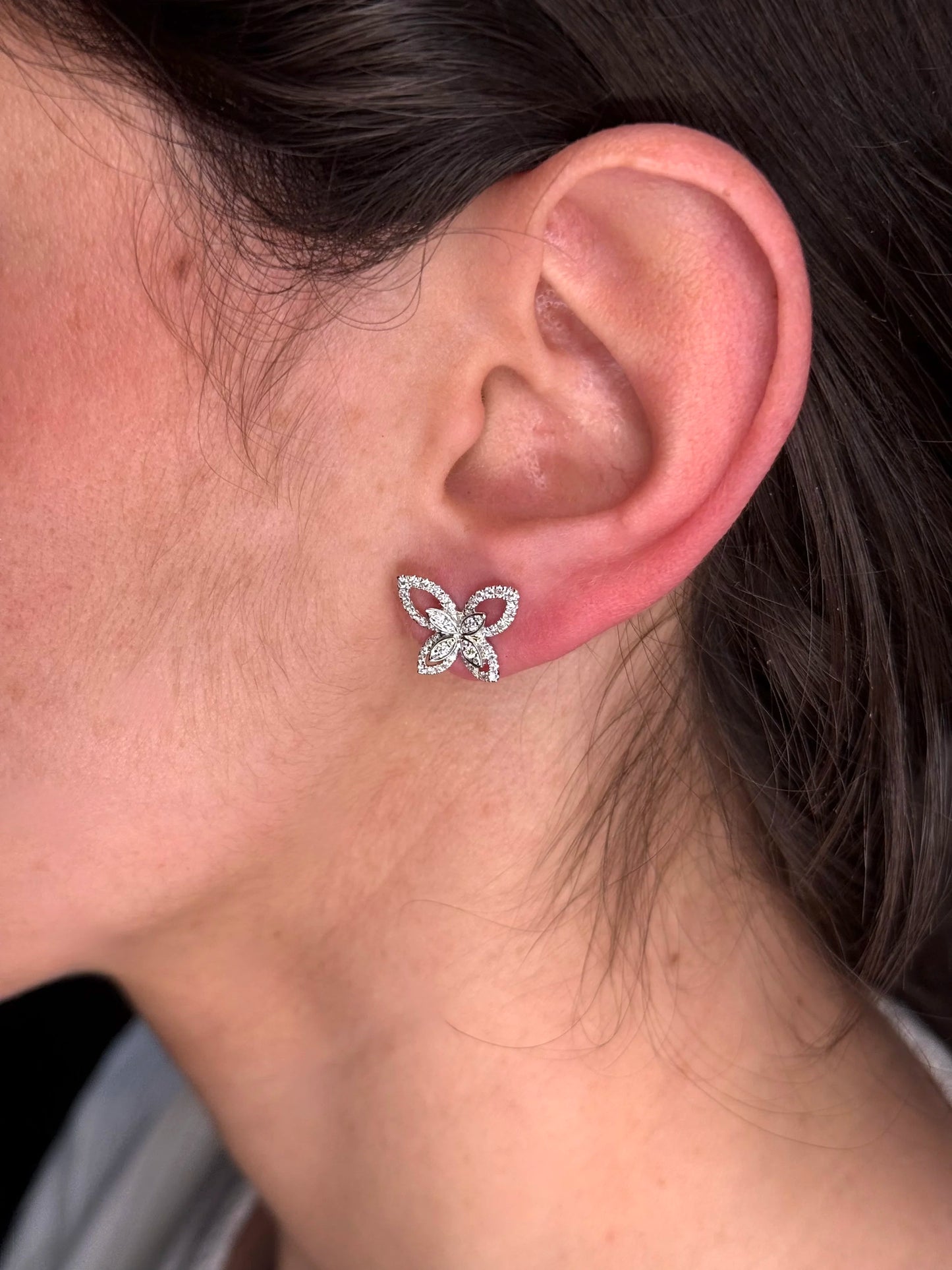 Ladies Spaced Out Butterfly Diamond Earrings