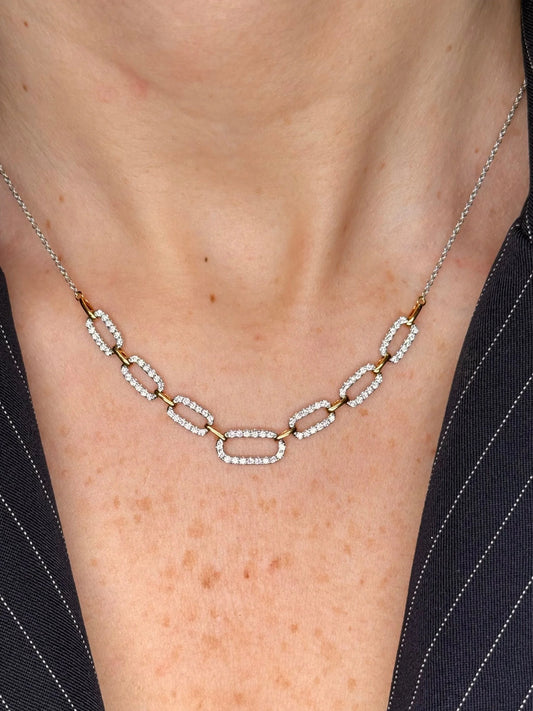 Ladies Two Tone Paperclip Necklace