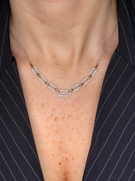 Ladies Two Tone Paperclip Necklace